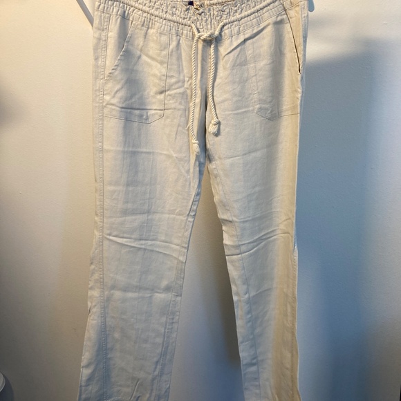 Roxy Linen Pants Size S Ivory - Picture 1 of 4
